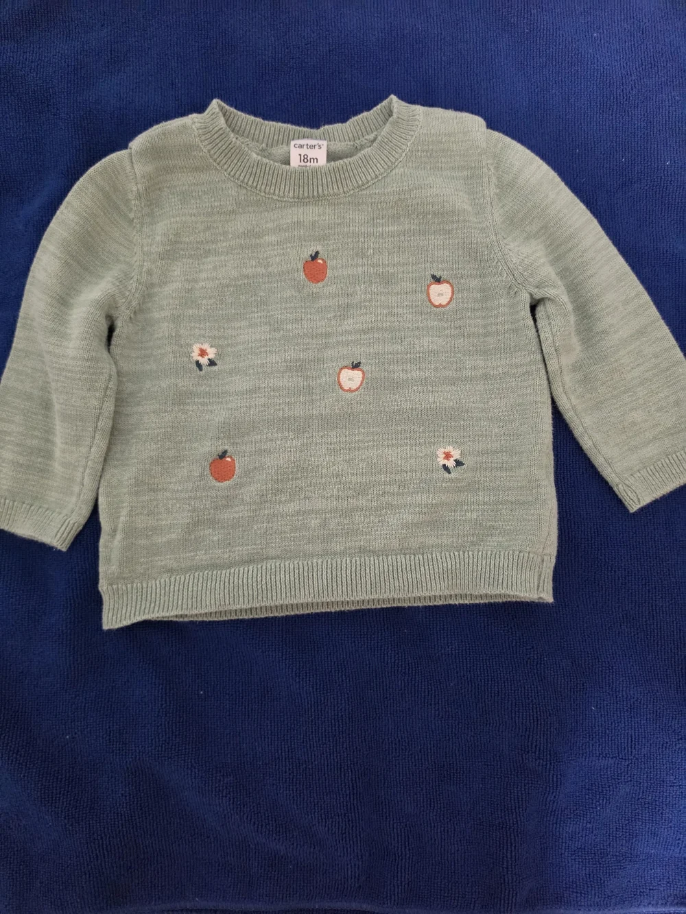 Carter's Green Knit Apple Sweater - Kids 18 mos